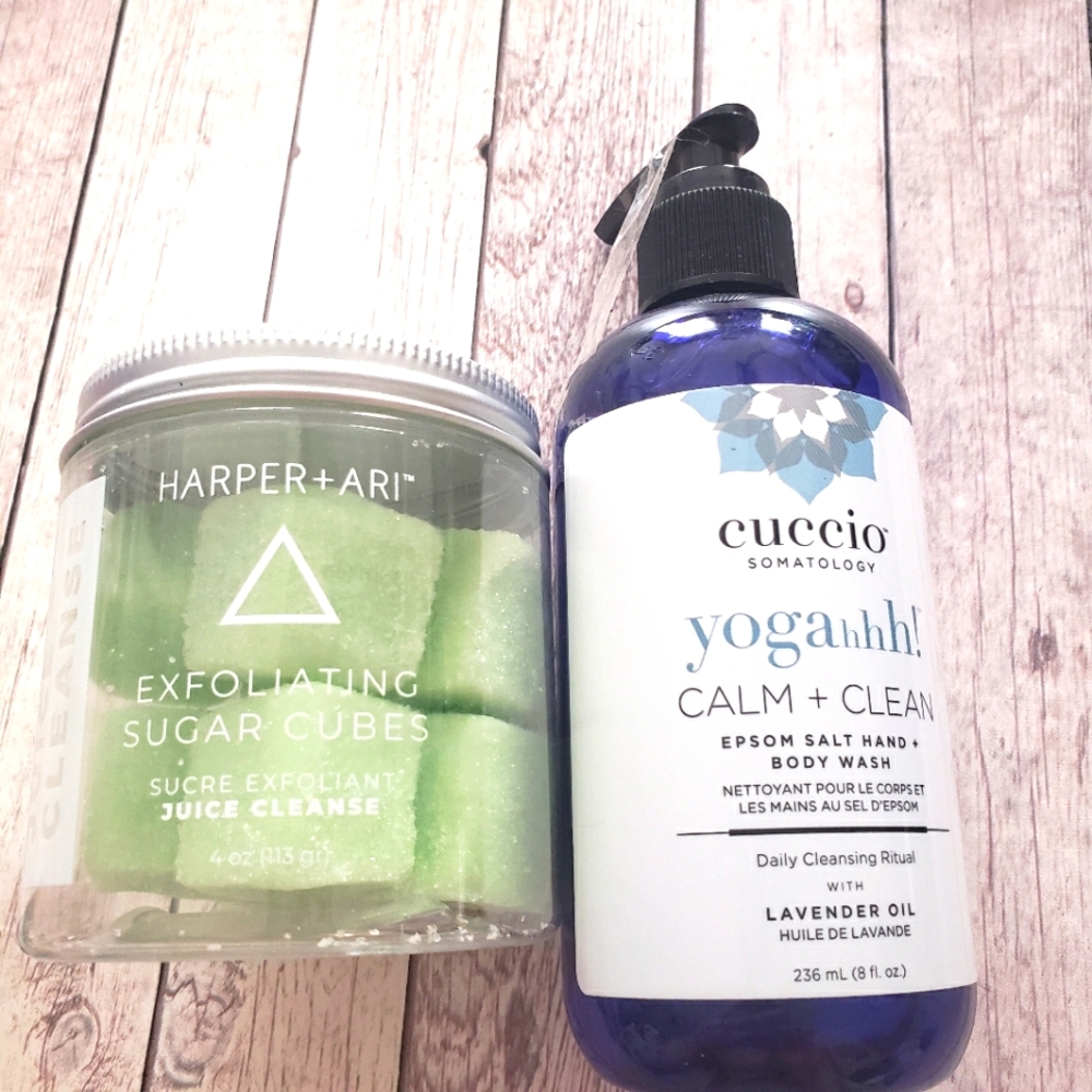 Cuccio Somatology hand and body soap and Exfoliating sugar cubes